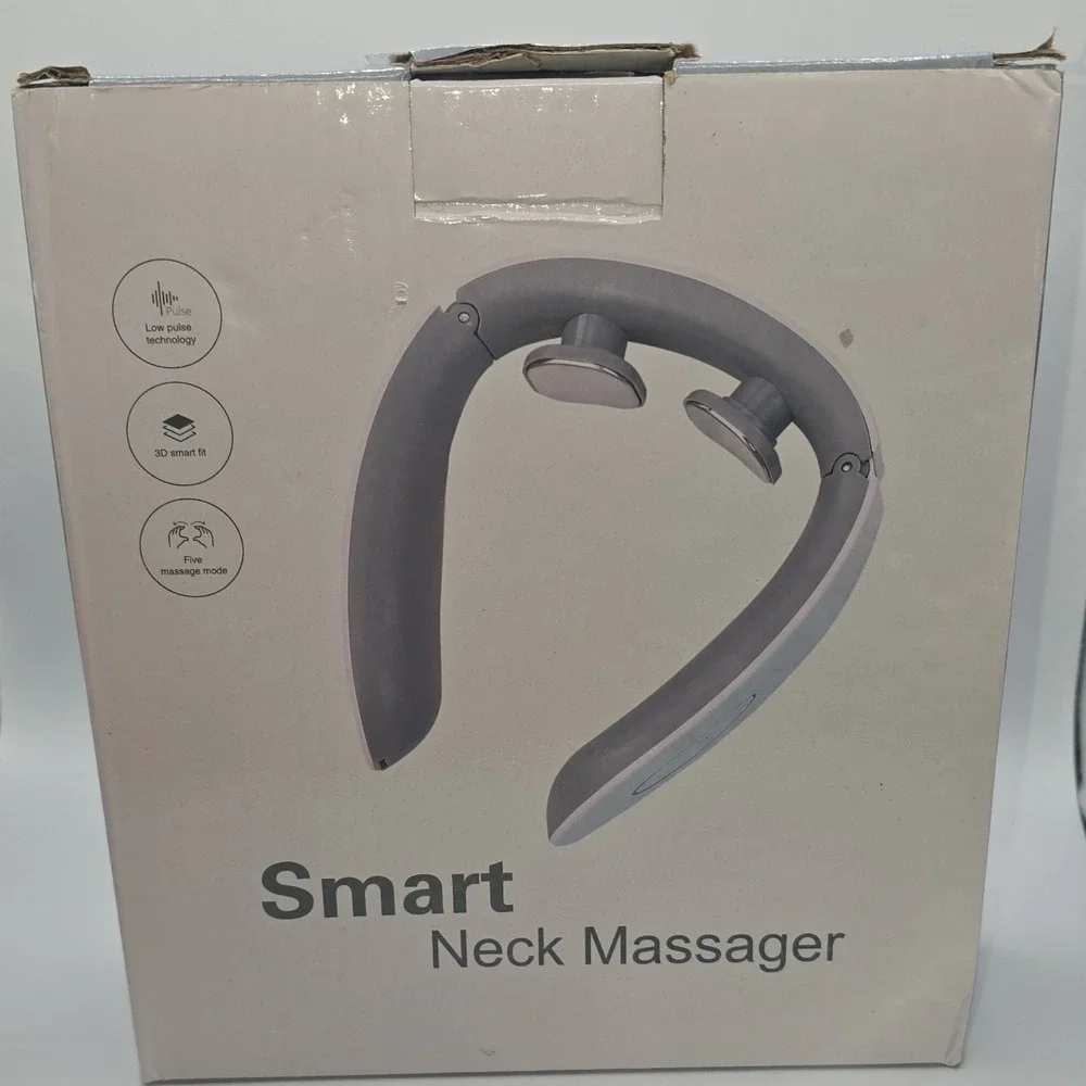 Smart Neck Massager Gray 3D Fit Low Pulse 5 Modes 2 Heads Electronic Device